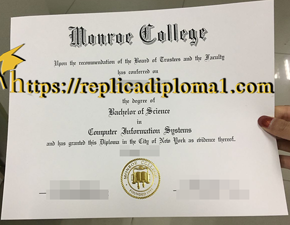 monroe college diploma sample from replicadiploma.net