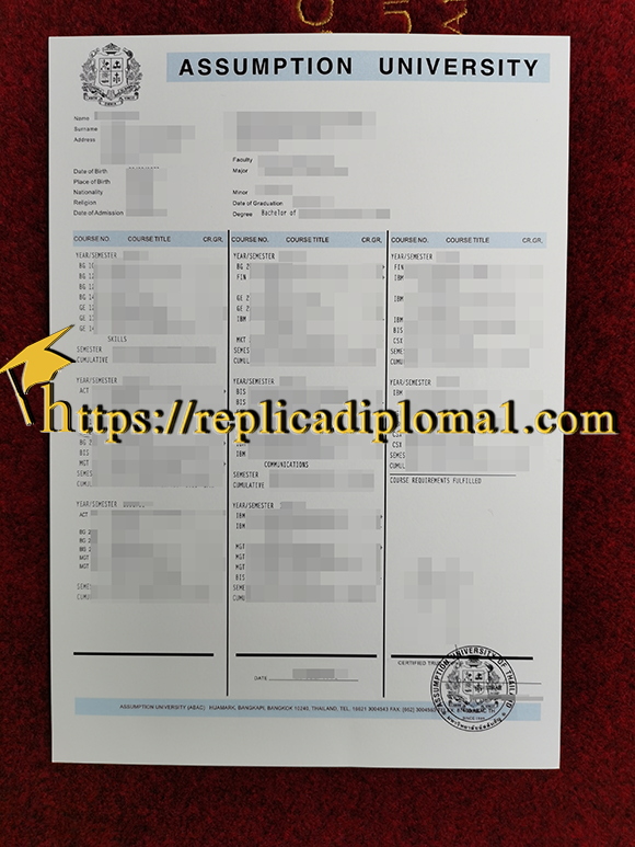 Assumption University Transcript